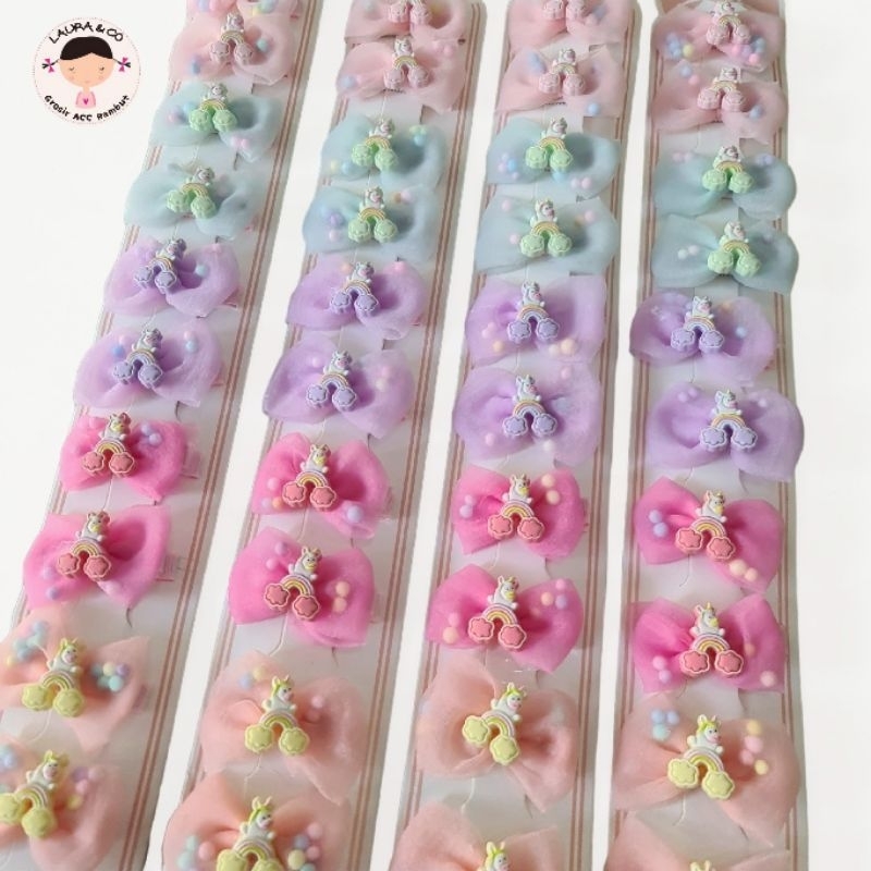 JEPIT UNICORN PITA BULU MUTIARA ISI 10PC HATI PANDA SANRIO BERUANG GROSIR