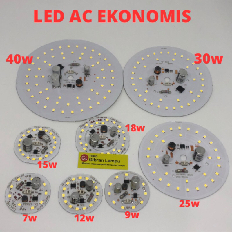 PCB LED AC Ekonomis - DOB Murah Berlapis Aluminium All Varian Watt