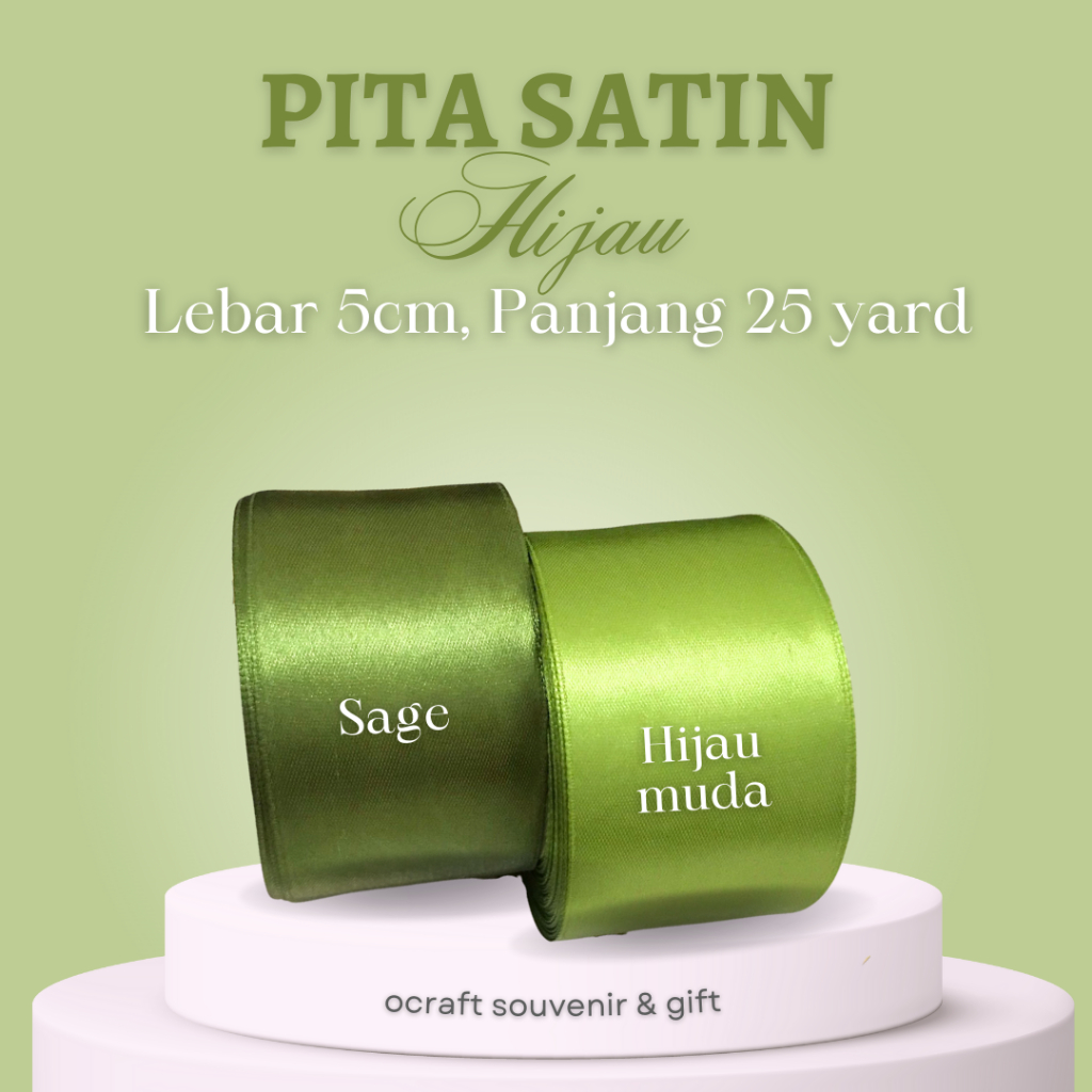 

PITA SATIN HIJAU 5cm - 1 ROLL (25 yard = 22 meter)