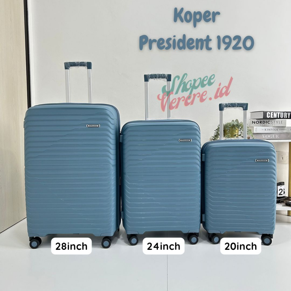 Koper Jumbo PRESIDENT Original 1920 Series Koper Cabin 20 24 dan Bagasi 28 Inch TSA Lock Double Zipper Anti Theft Expandable Suitcase Anti Pecah