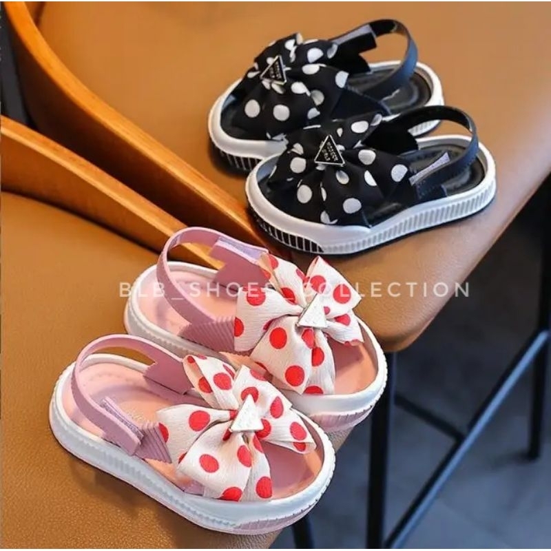 Sandal Anak Tali Belakang Import Sandal Selop pita polkadot Kekinian Sandal Karet Anak Cewek Trendy Sendal Anak Nyaman Kekinian