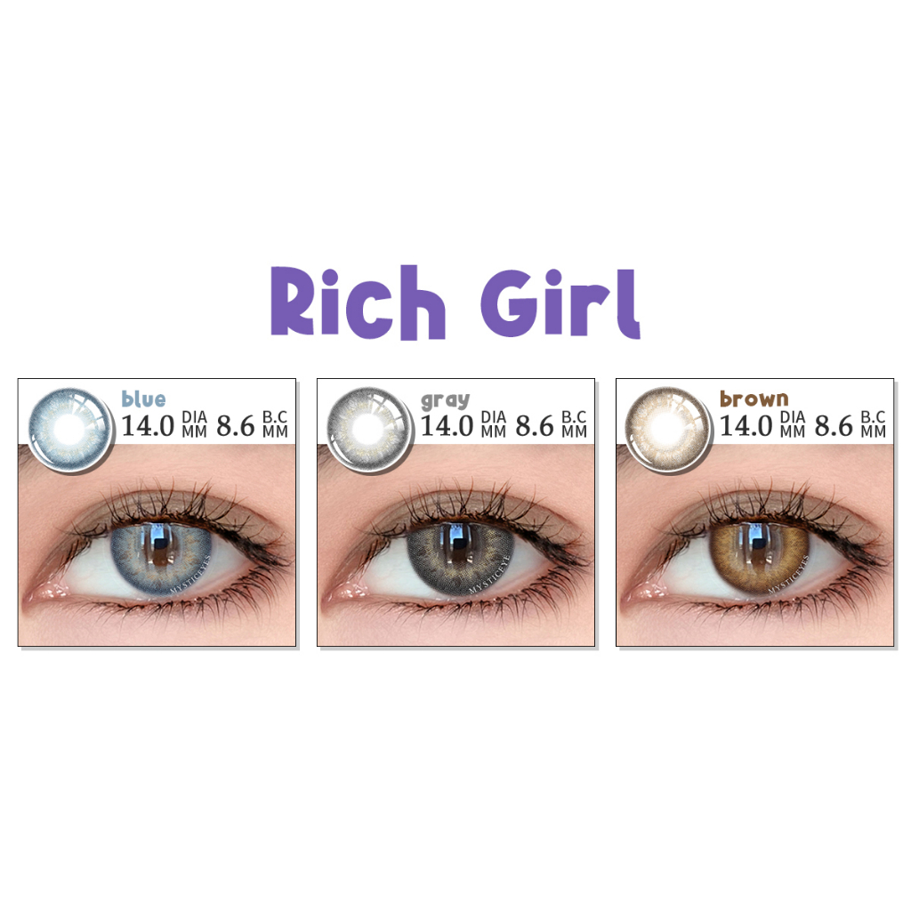 SOFTLENS RICH GIRL SERIES BROWN BLUE GREY COLORED LENSES lensa kontak warna 14.0MM NORMAL