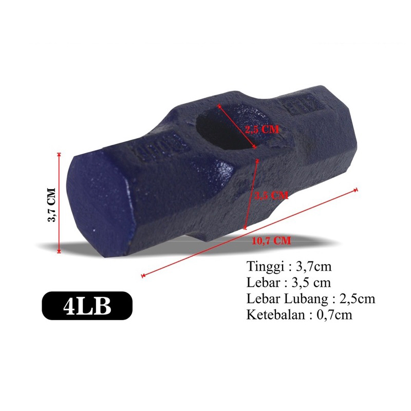 Palu batu bodem 4Lb tanpa gagang