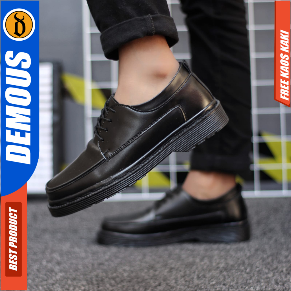 Sepatu Docmart Low Boots Formal Pantofel Kerja Casual Hitam Pria