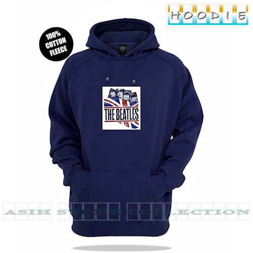 Sweater Hoodie Nevy Pria Distro Original THE BEATLES Jumper Hoodie SImple Keren Bahan Cotton Fleece