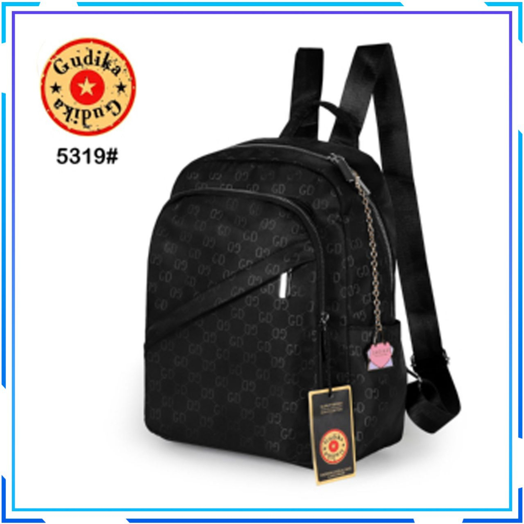 GUDIKA Black 5319 - Tas Ransel Punggung Gendong Backpack Travel Laptop Buku Paket Baju Barang Terbaru Kekinian Viral Pria Wanita Cowok Cewek Laki Perempuan