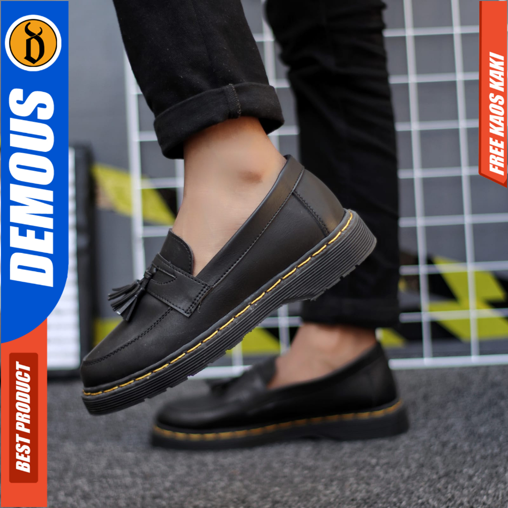 Sepatu Loafers Docmart Formal Pantofel Kerja Pria Hitam