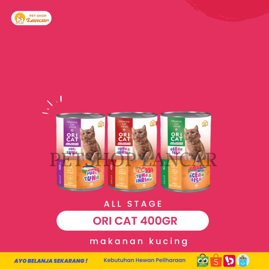 Makanan Kucing Basah Ori Cat Kaleng 400 gr - Pure Tuna