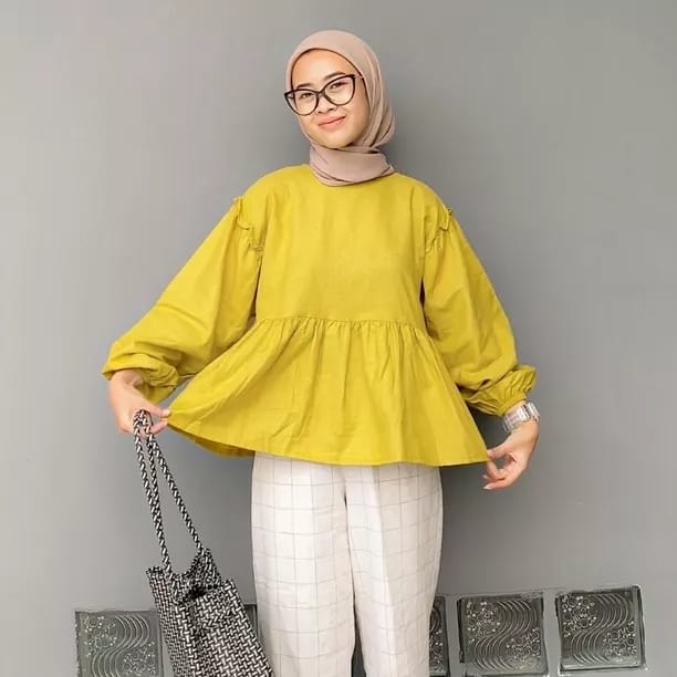 Aluna Blouse Crinkle - Blouse Basic Wanita Terlaris - Blouse Wanita