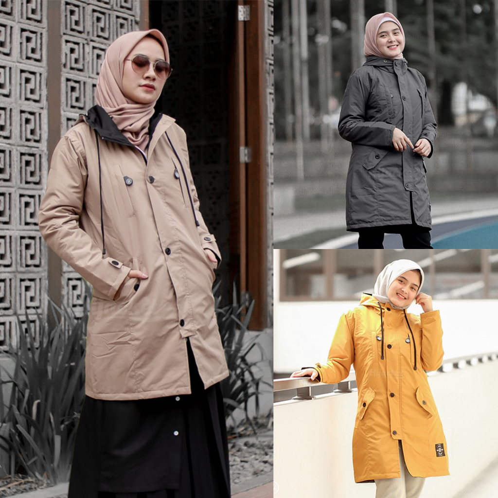 HIJACKET IXORA | HIJAKET JAKET PARKA WANITA HIJAB PANJANG MUSLIMAH SYAR'I