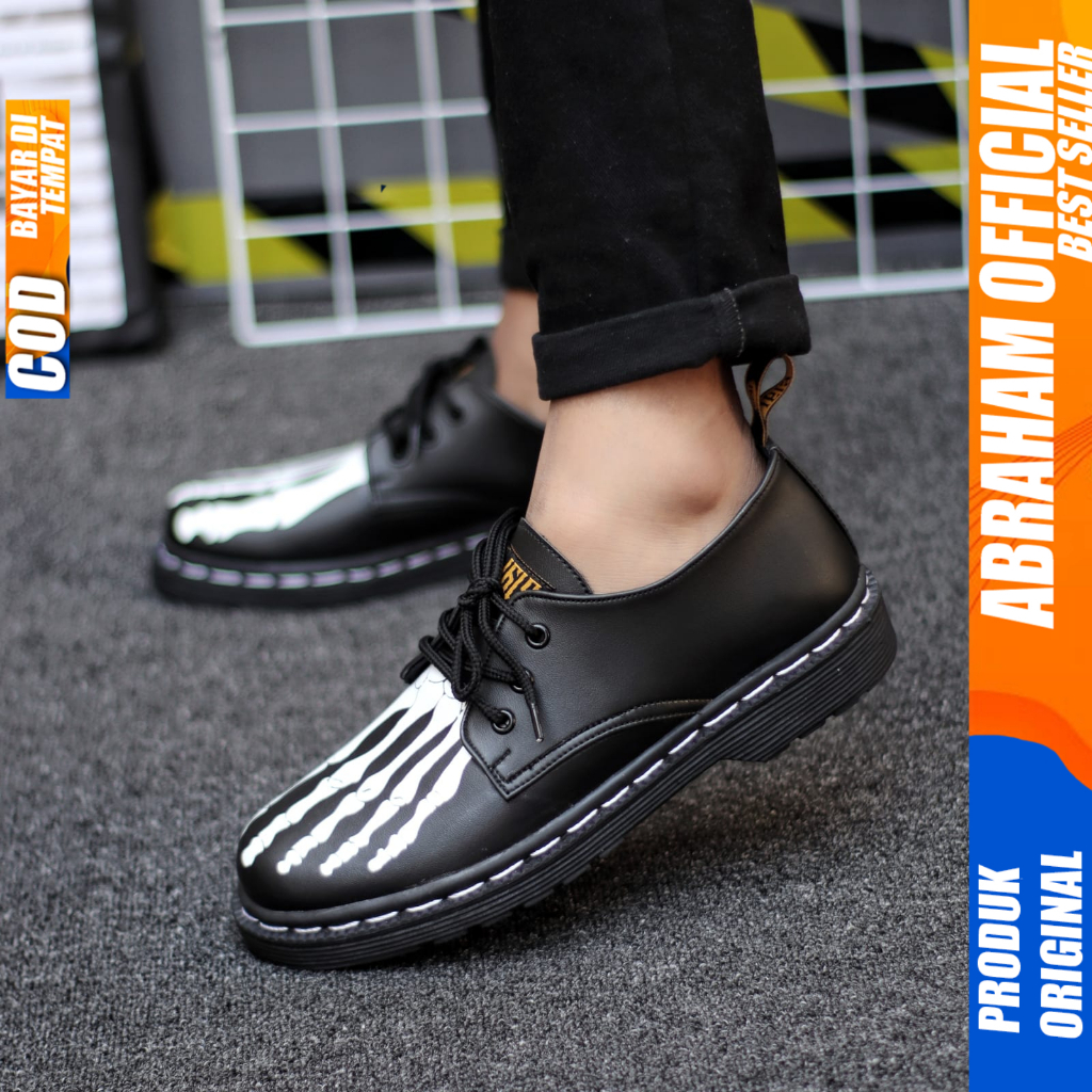 Sepatu Formal Pantofel Docmart Low Boot Kerja Hitam Pria Abraham