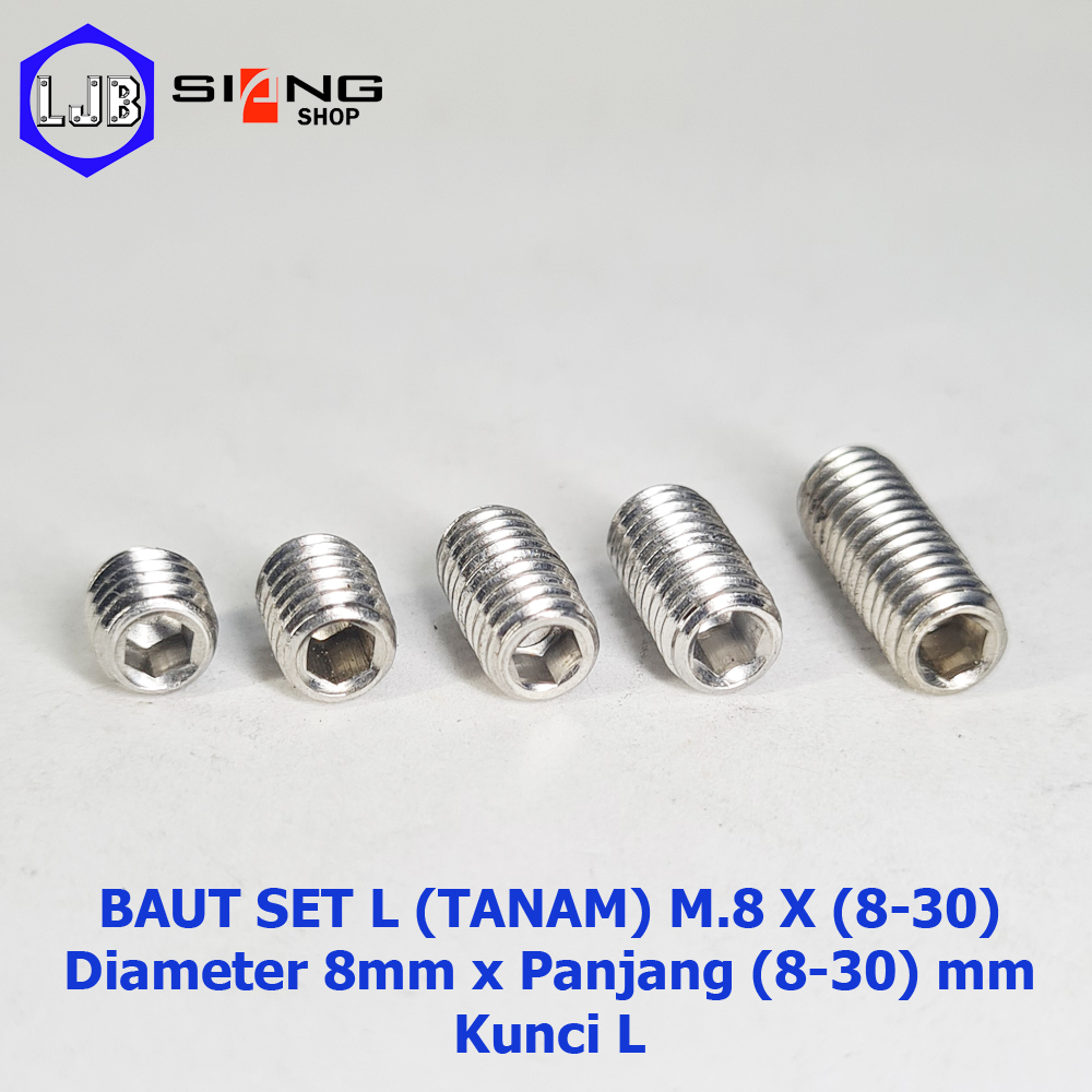 Baut Tanam L Stainless M8 Panjang 8 sd 30mm (Set L)