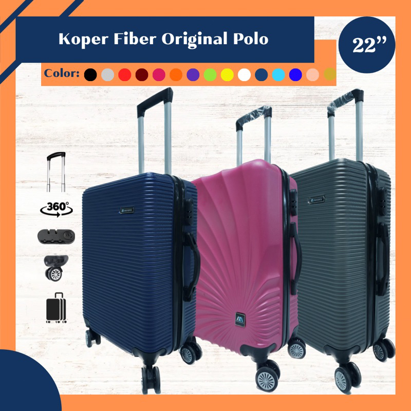Koper fiber 22 inch bagasi size bahan fiber poly carbonate softcase Polo Empire Polo Twin Polo Fans 