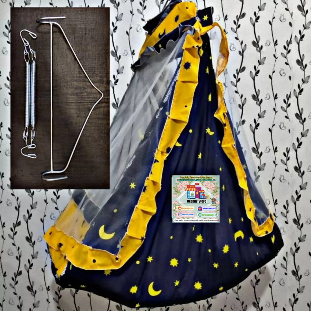AYUNAN BAYI GANTUNG SET PER 2 FREE BESI GANTUNGAN/ SET AYUNAN KELAMBU KARAKTER KAIN KATUN/ AYUNAN KA