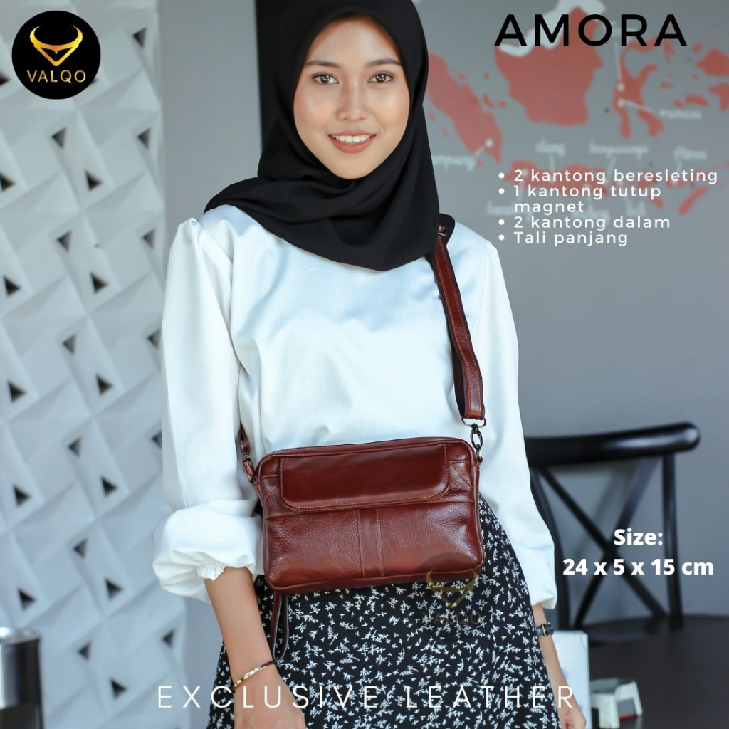 [VALQO] AMORA Tas Wanita Kulit Sapi Clutch Pouch Cewek Perempuan