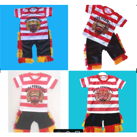 Setelan pakaian reog ponorogo kaos dan celana baju jaranan ganongan barongan kuda lumping