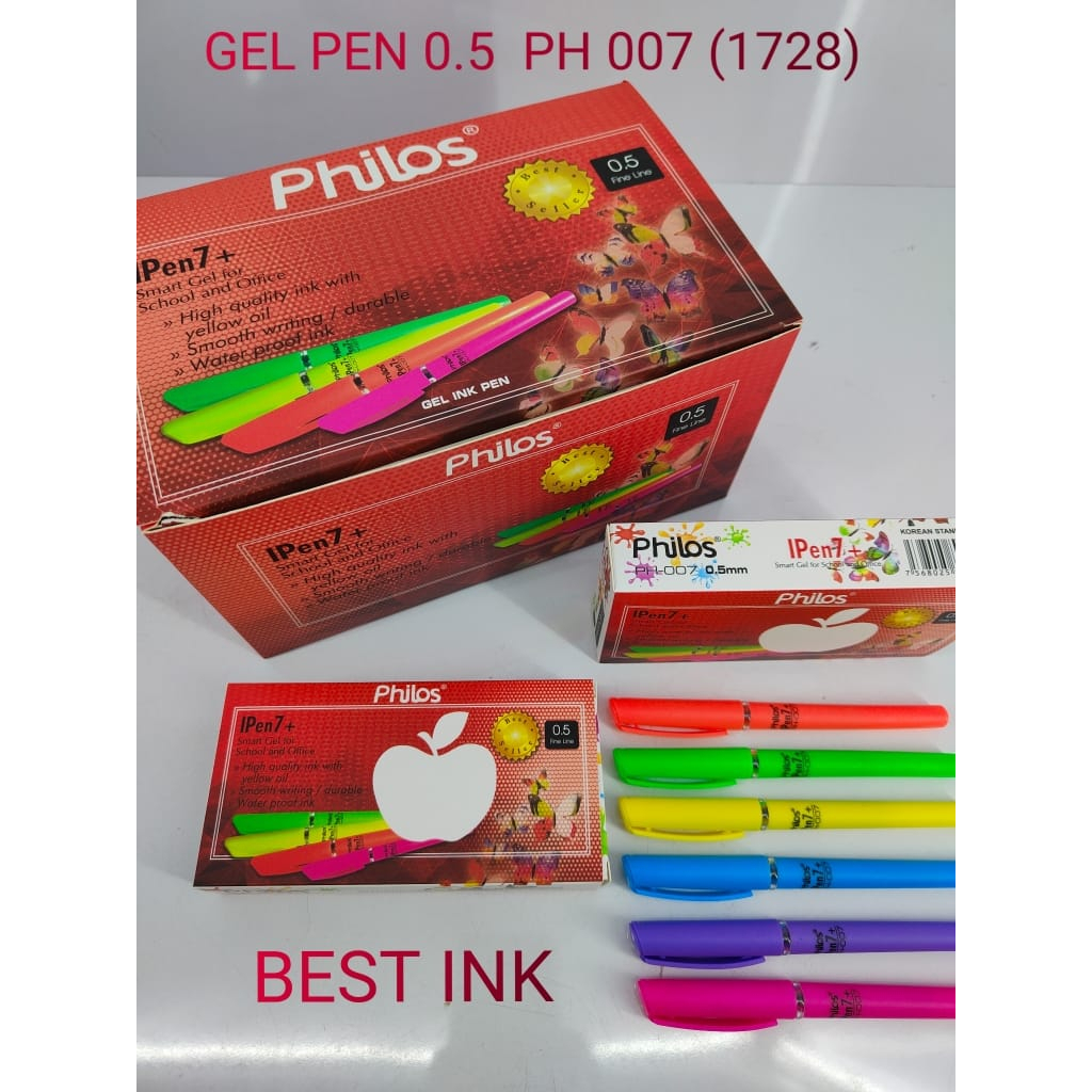 [12pcs] Pulpen pena cair ipen 7+ / pastel gel philos 0.5 mm