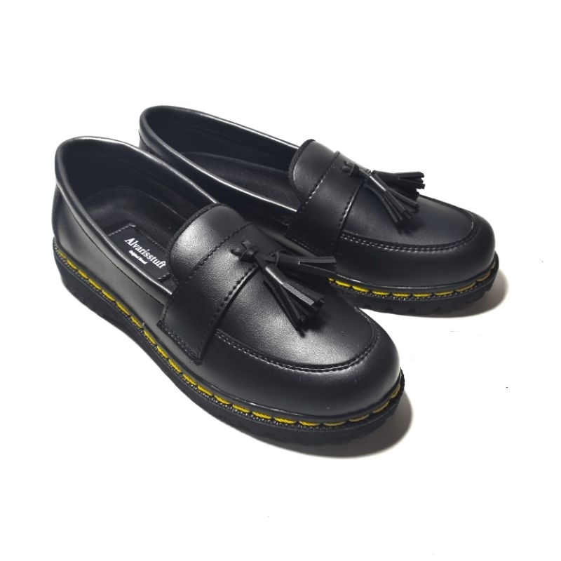 Alvarisstuff rey .sepatu penny loafers wanita/pria kulit hitam