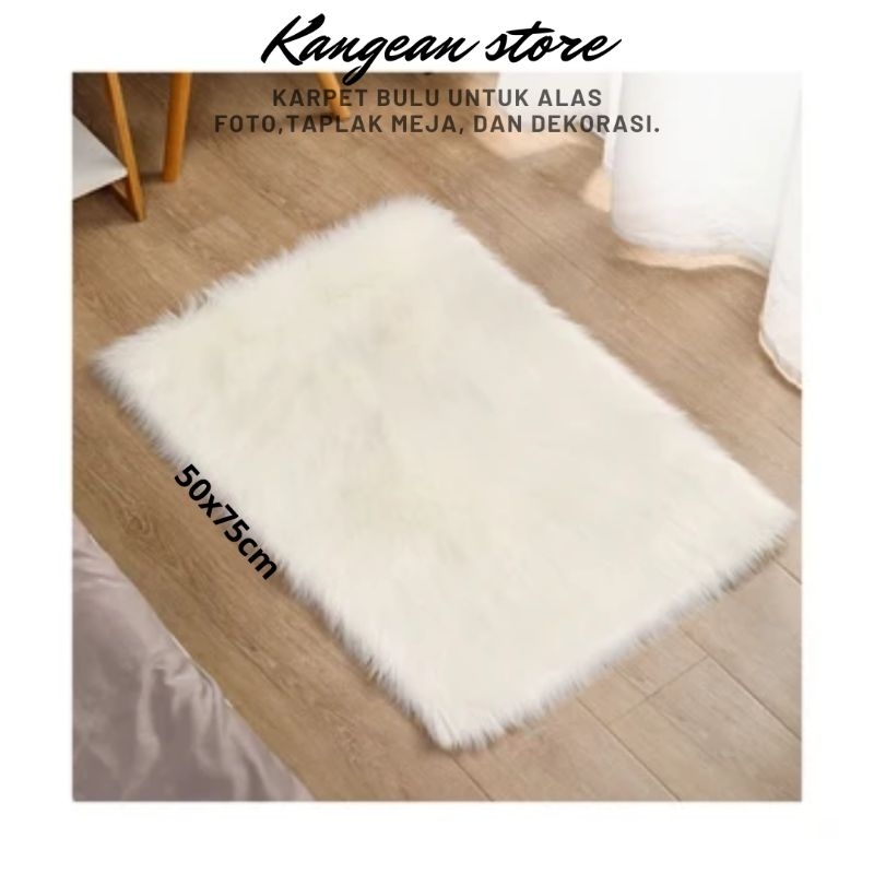 Karpet Bulu  Korea putih Alas foto background foto  produk Kain bulu korea 50x75cm Alas bulu Taplak 