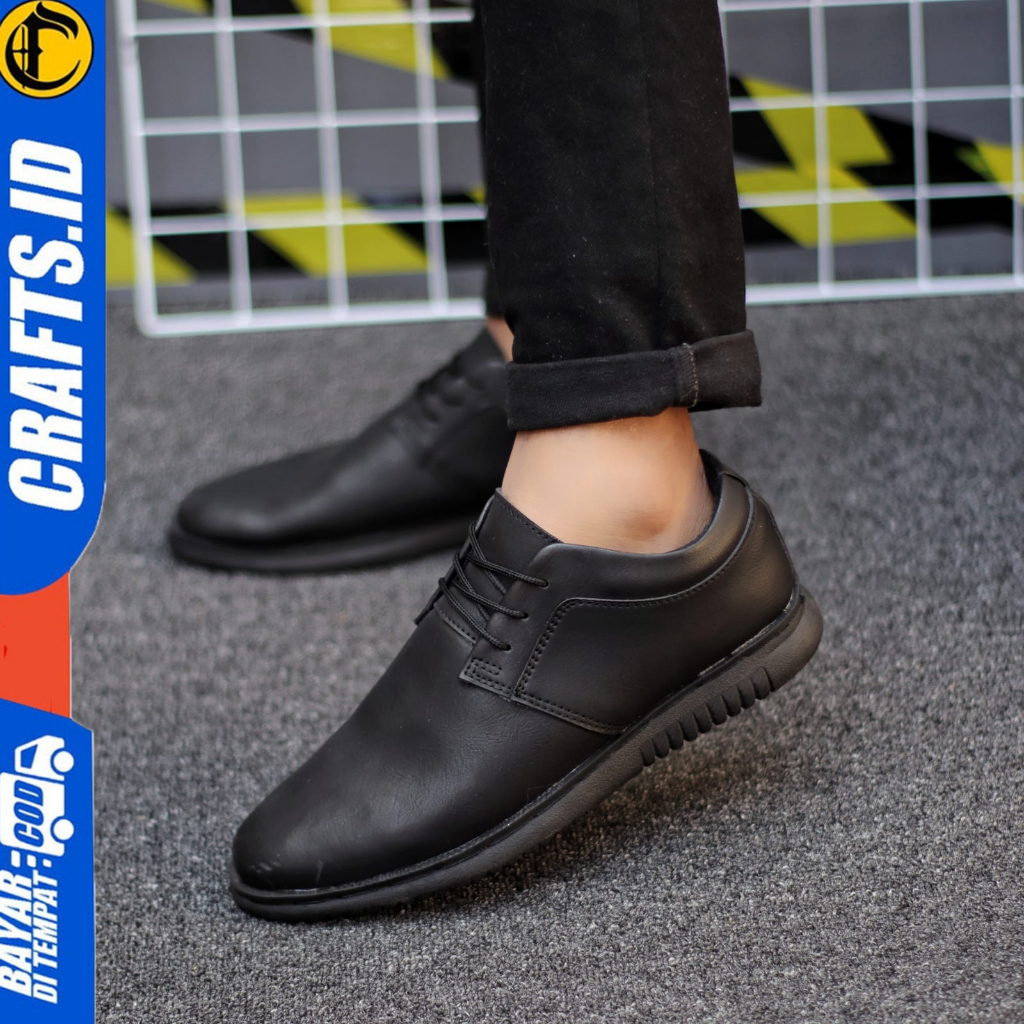 Sepatu Formal Casual Tali Hitam Pantofel Kerja Pria