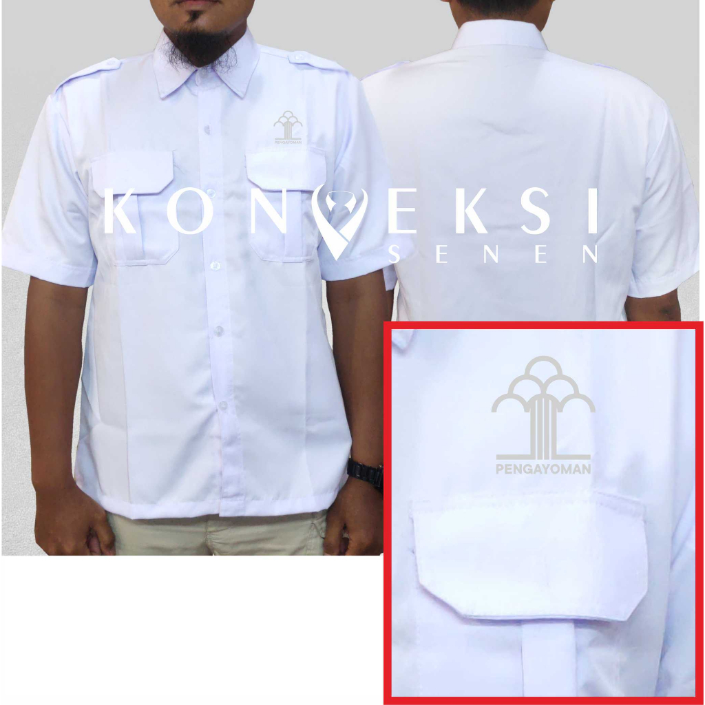 BAJU PDH 3 | Kemeja putih pengayoman COWOK Baju putih pria panjang logo PENGAYOMAN