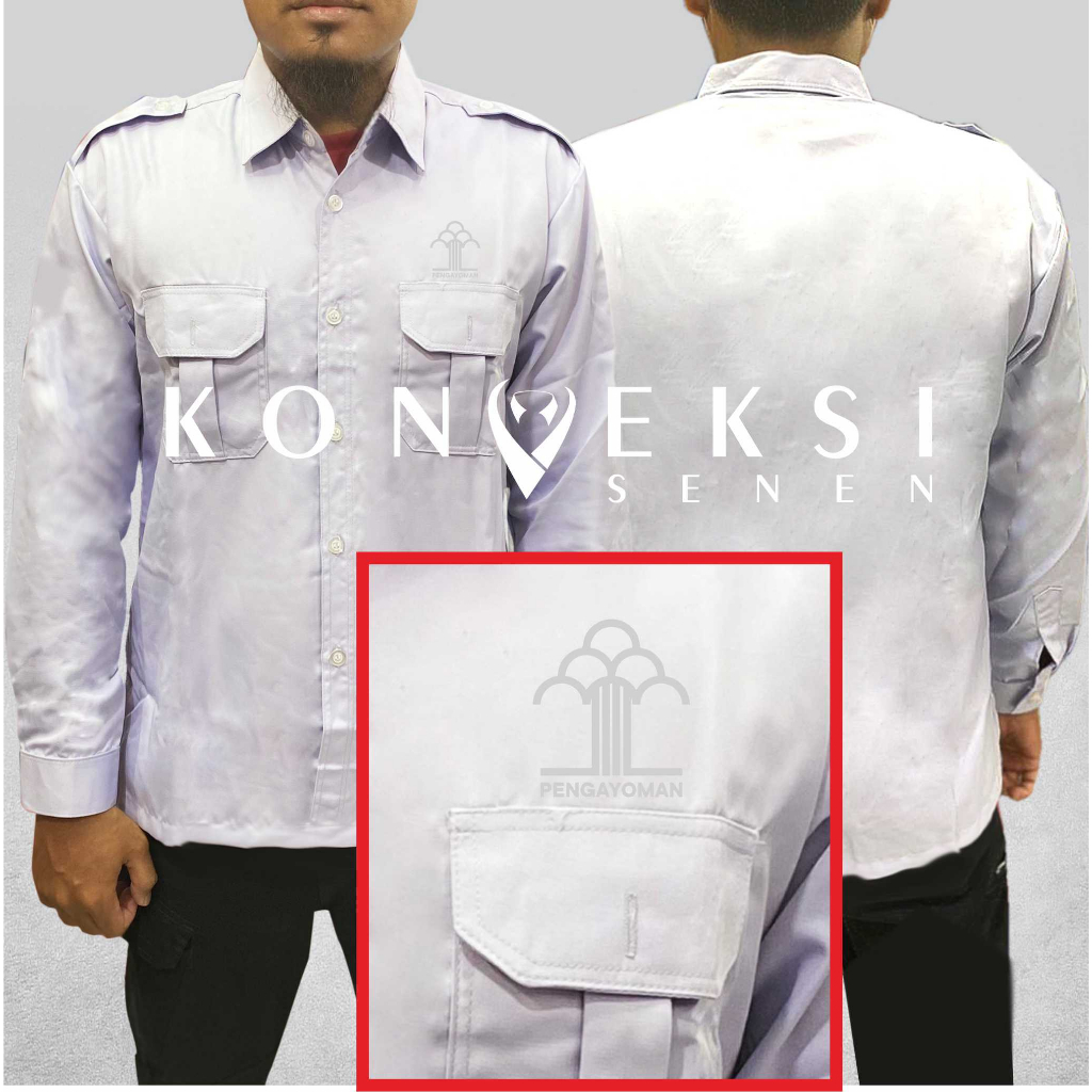 BAJU PDH 3 | Kemeja putih pengayoman COWOK Baju putih pria panjang logo PENGAYOMAN