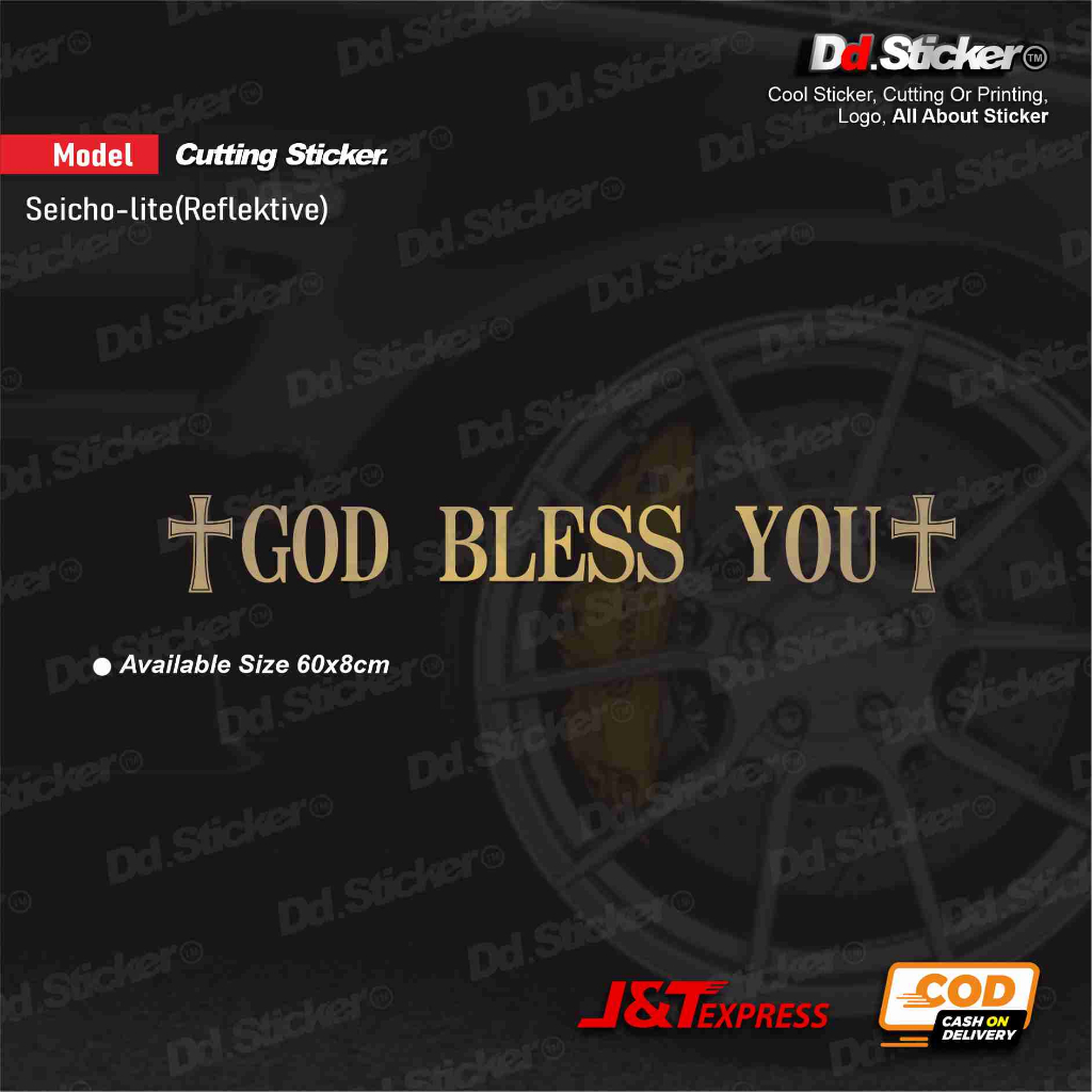 Sticker GOD BLESS YOU Kaca depan, belakang
