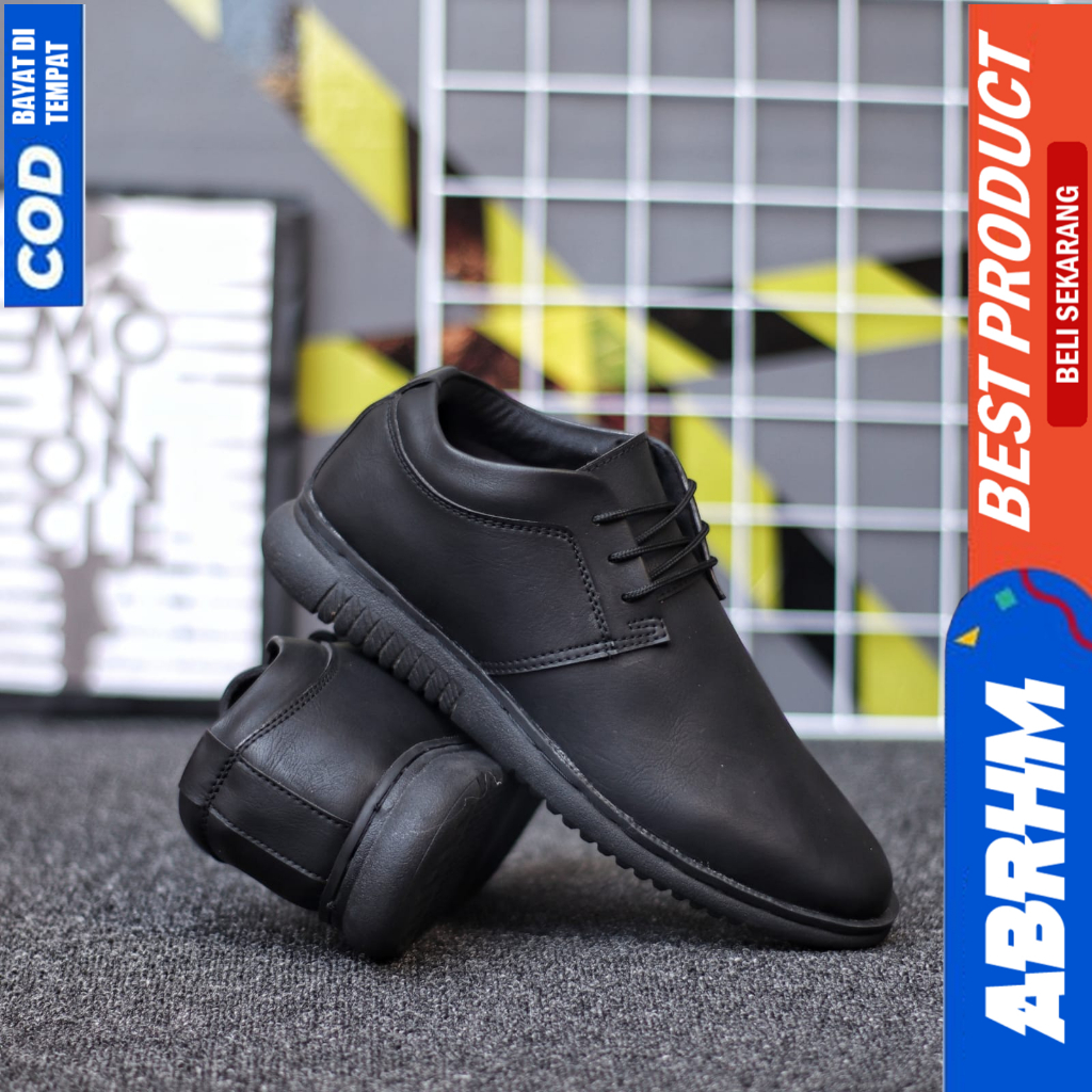 ABRHM Sepatu Formal Pantofel Hitam Casual Kerja Pria