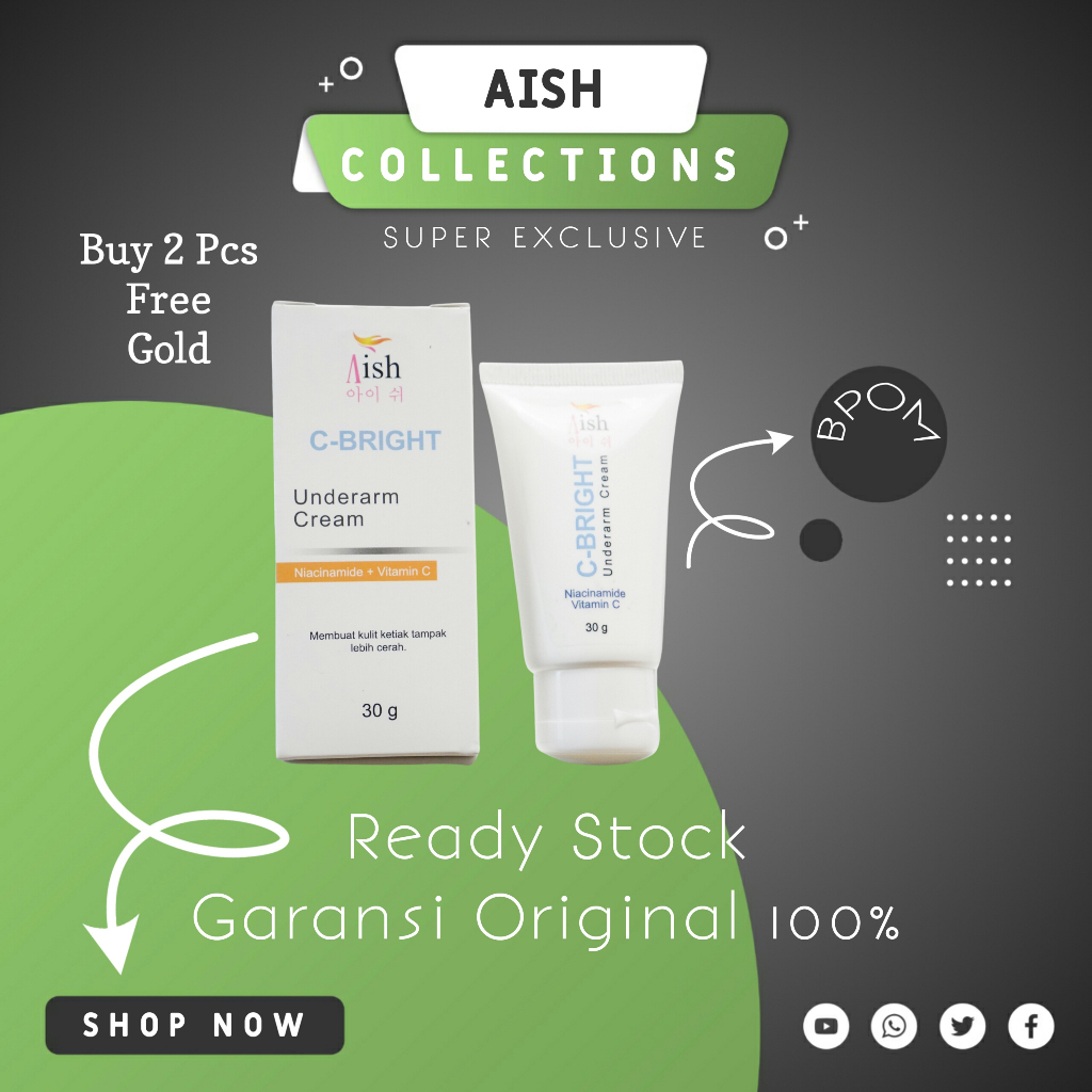 Aish Underarm | Cream Krim Pemutih Pencerah Ketiak Ketek  Selangkangan Hitam | Cream Untuk Lipatan L