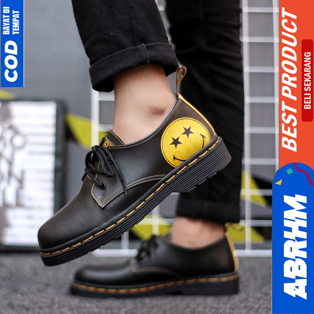 ABRHM Sepatu Formal Docmart Low Boot Pantofel Casual Kerja Hitam Pria