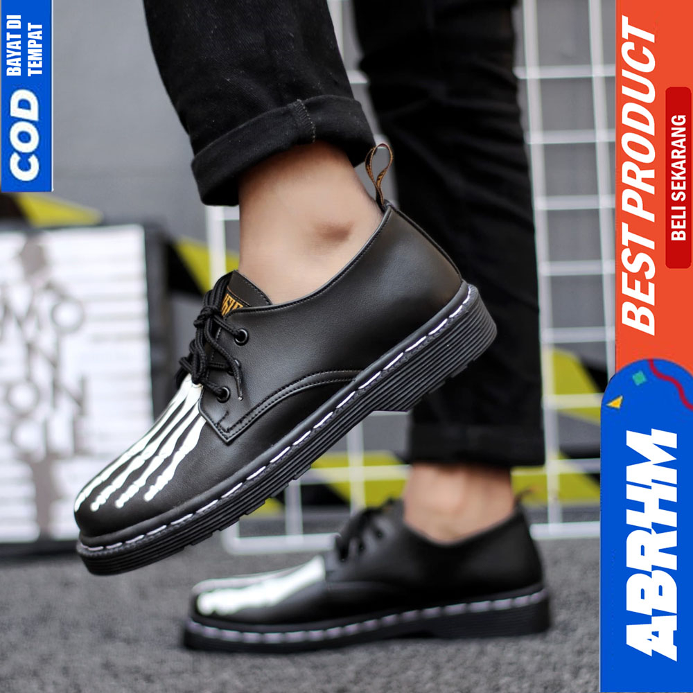 ABRHM Sepatu Formal Pantofel Docmart Low Boot Kerja Hitam Pria