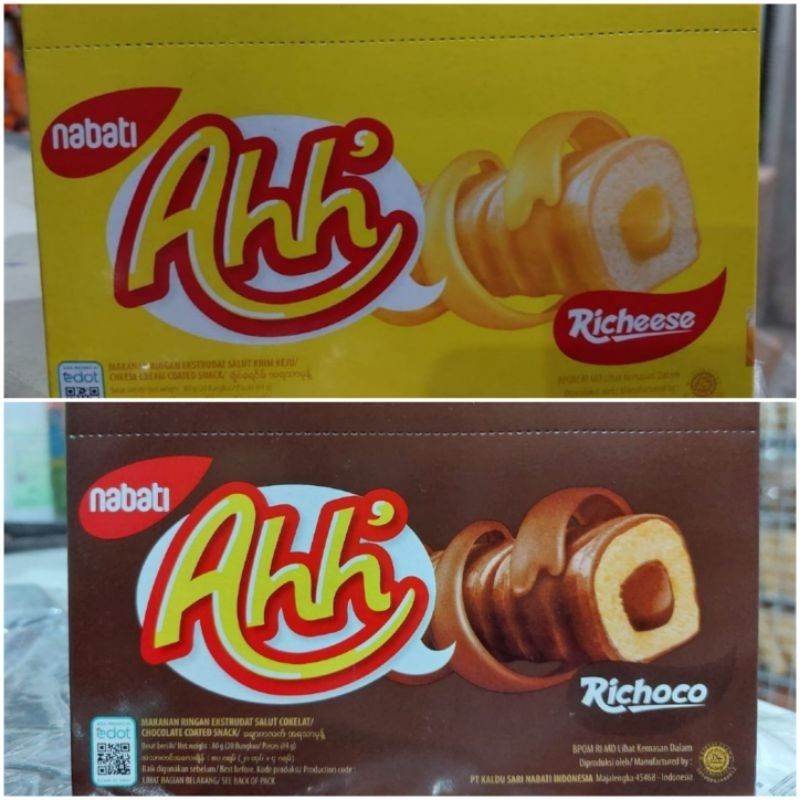 

Nabati Ahh Richeese Salut Krim Keju Nabati Ahh Richoco Salut Krim Cokelat Box Isi 20 Pcs 4 Gr