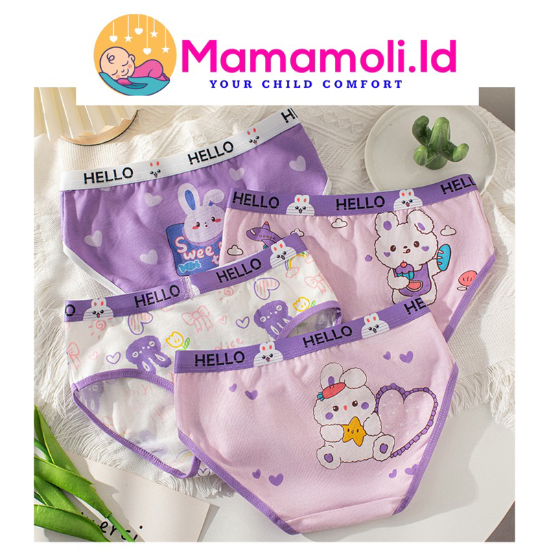 Celana Dalam Anak Model Segitiga Anak Cewek Perempuan 4 In 1 ( 4 Pcs / Bungkus )  / Kolor Anak / Sempak Anak / Kancut Anak Perempuan Cewek/ CD / Sidi Anak/ KidsUnderwear / Girl Underwear