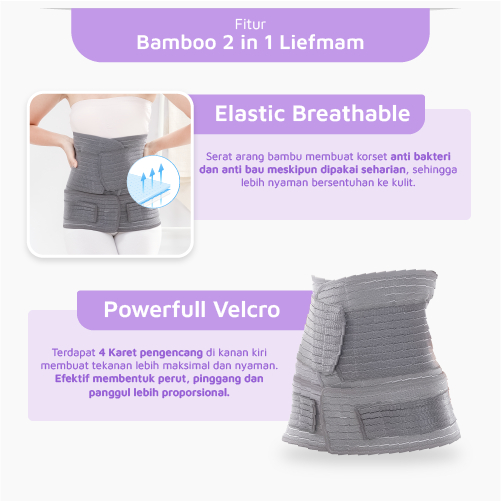 Liefmam Bamboo 2 in 1 - Korset Peramping Pasca Melahirkan Dengan Serat Bambu Alami