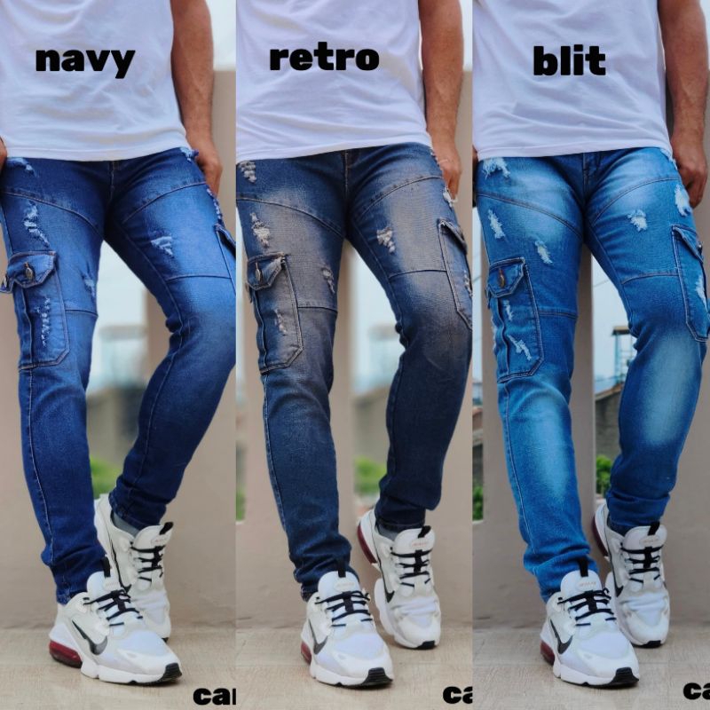 Celana Jeans Ripped Sobek Pria Sobek Puring