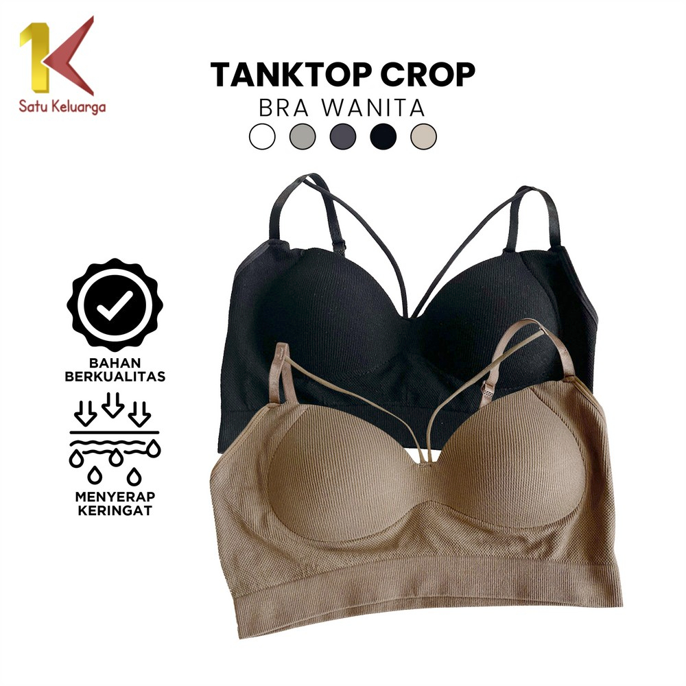 Satu Keluarga Tank Top Bra Wanita V-Neck Ada Cup Bra P297 Atasan Tanktop Crop Sexy Pakain Dalam Wani
