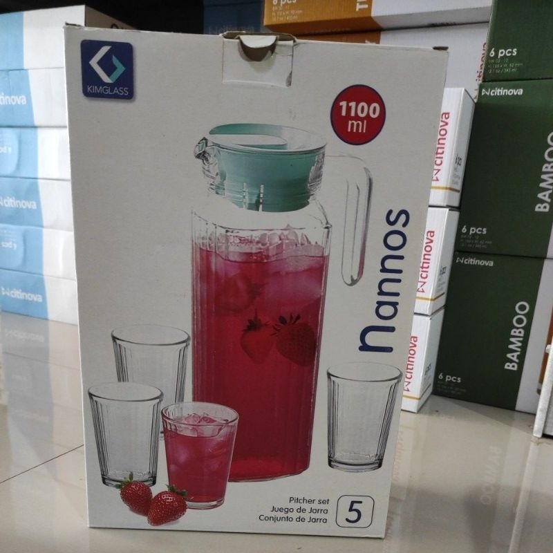 Kimglass NANNOS 5 pcs Pitcher Gelas set Gelas adac