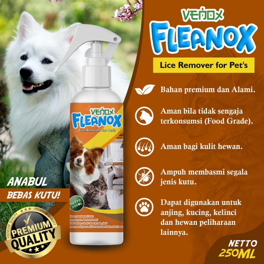 FLEANOX - Obat Anti Kutu Hewan Kucing Anjing Kelinci Pembasmi Kutu Flea Remover Spray Aman Terjilat