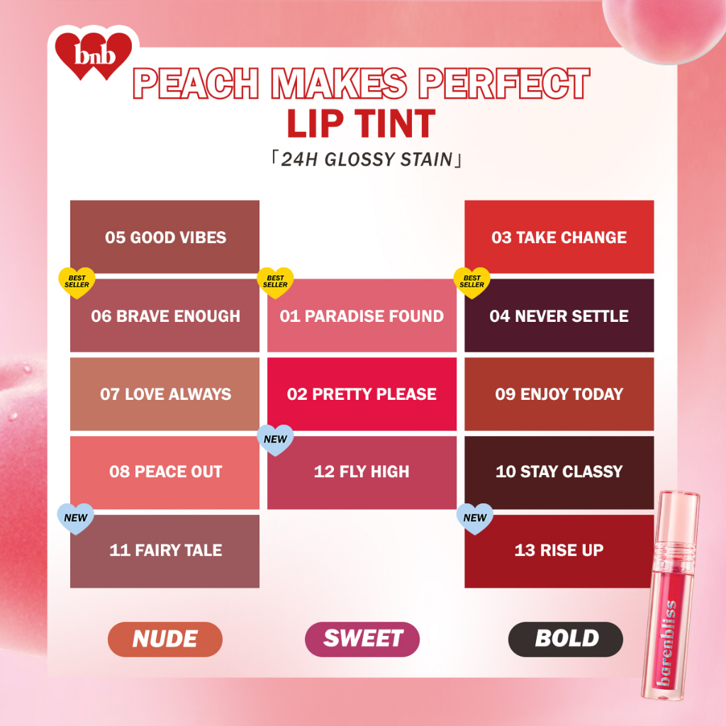 BNB barenbliss Peach Makes Perfect Lip Tint Korea Lip Gloss「24H Moisturizing」