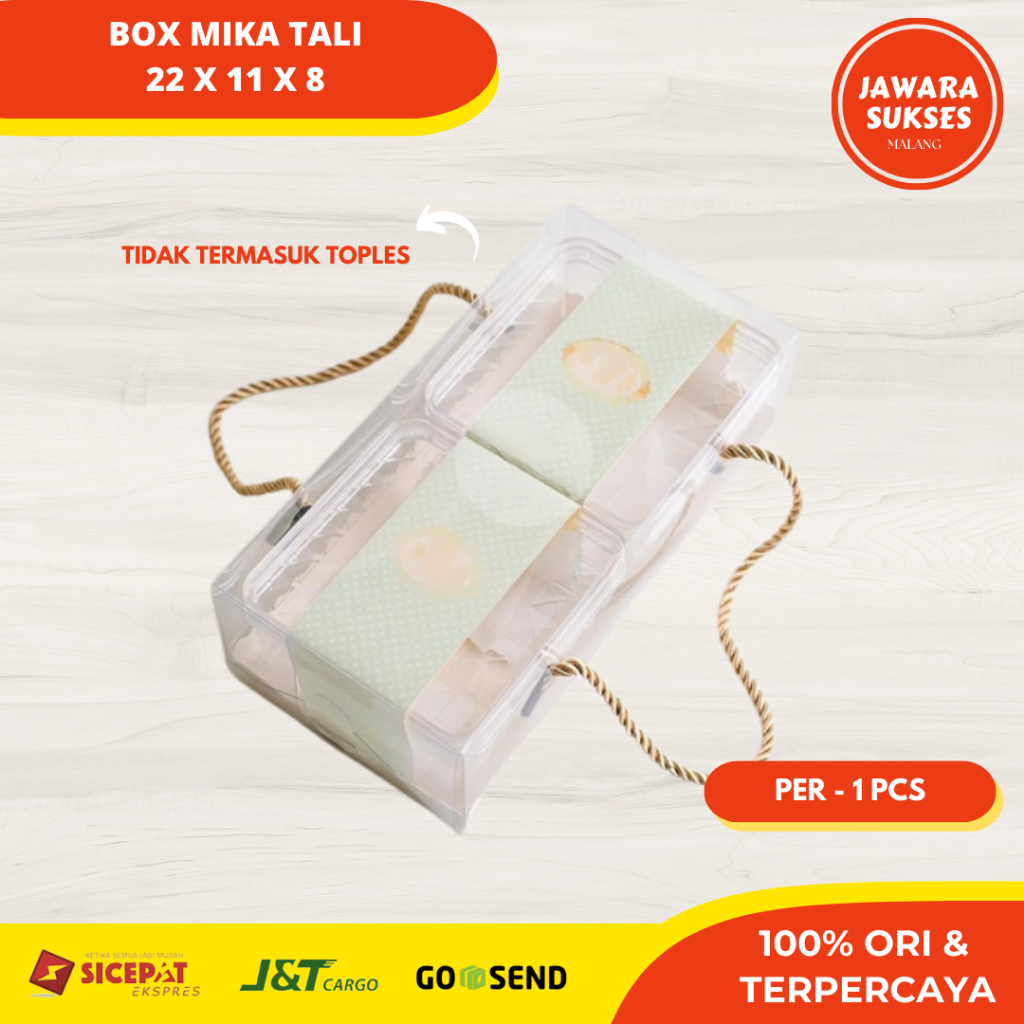 

[1pcs] Box Mika Tali 22 x 11 x 8 cm | Tidak termasuk toples Mika Roll Cake Tiramisu