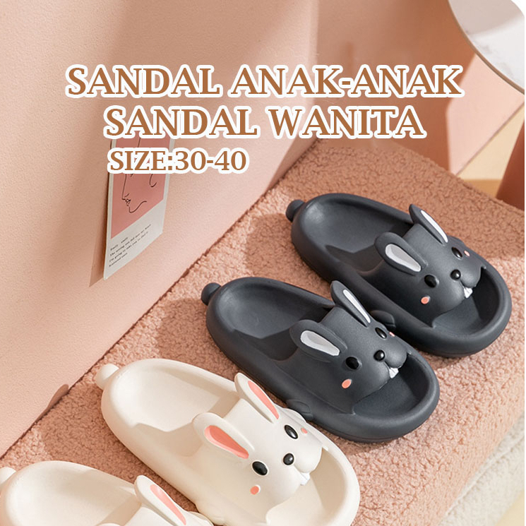 Sandal kelinci Dewasa Sandal Rumah Wanita Eva Lembut Ringan Nyaman Sandal Pasangan Korea Selatan Dalam Kamar Mandi SIZE 36-41