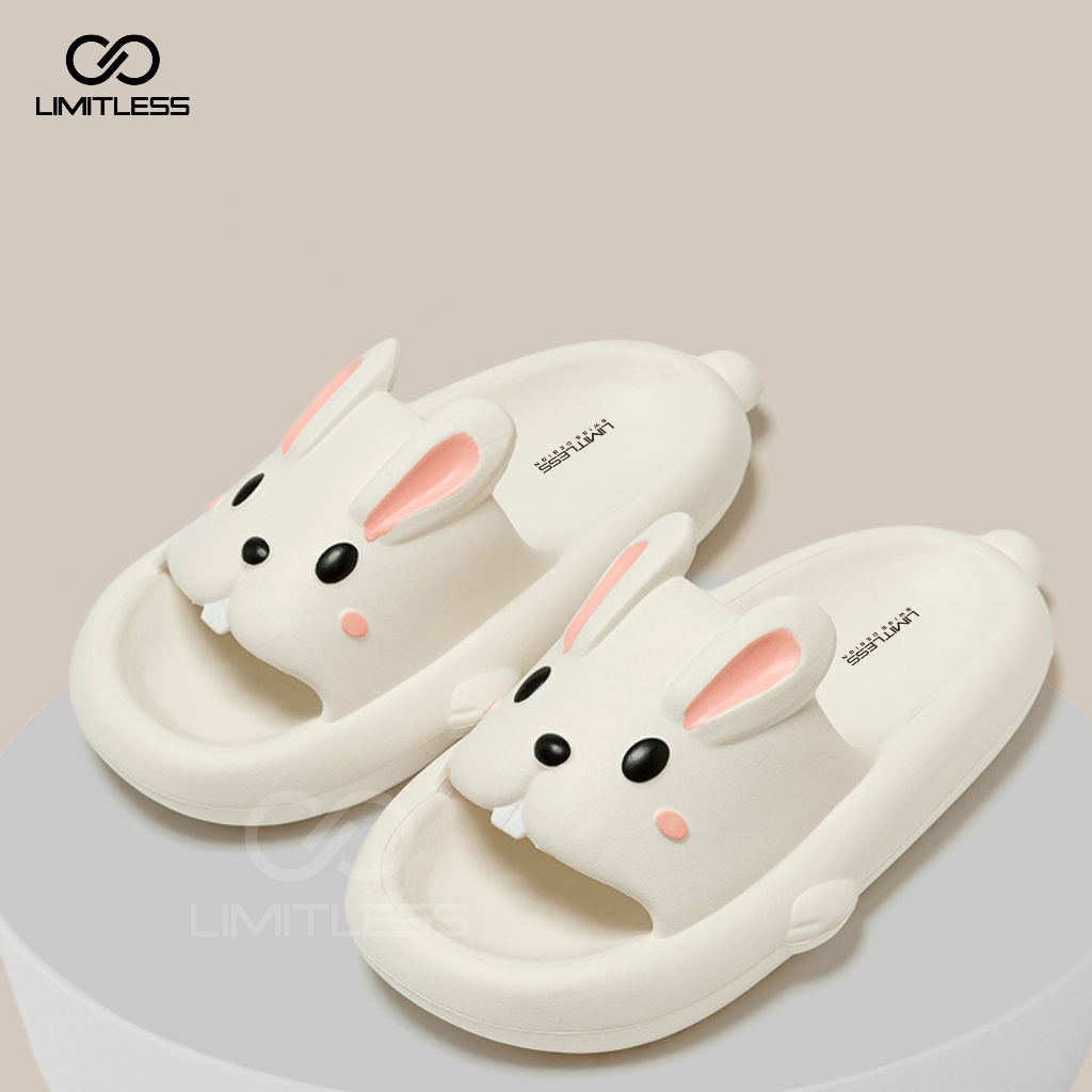 Sandal Selop Kelinci Wanita Casual BUNNY Korean Style Sendal Rabbit Cewek Slip On Sandal Kelinci Empuk Nyaman