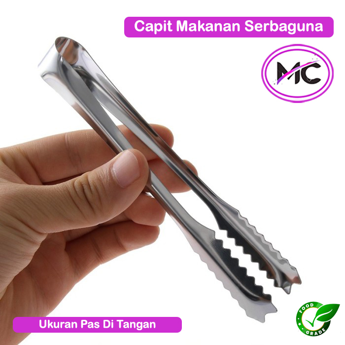 Jepitan Makanan Stainless Steel Capit Es Batu Tongs Pencapit Kue BBQ Serbaguna Anti Slip