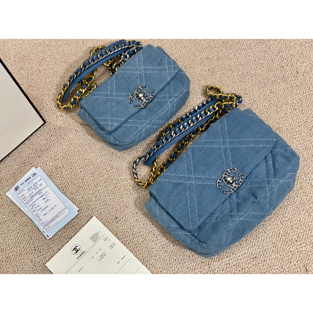 Chanel 19bag Women's bag denim bag chain strap shoulder bag/crossbody bag