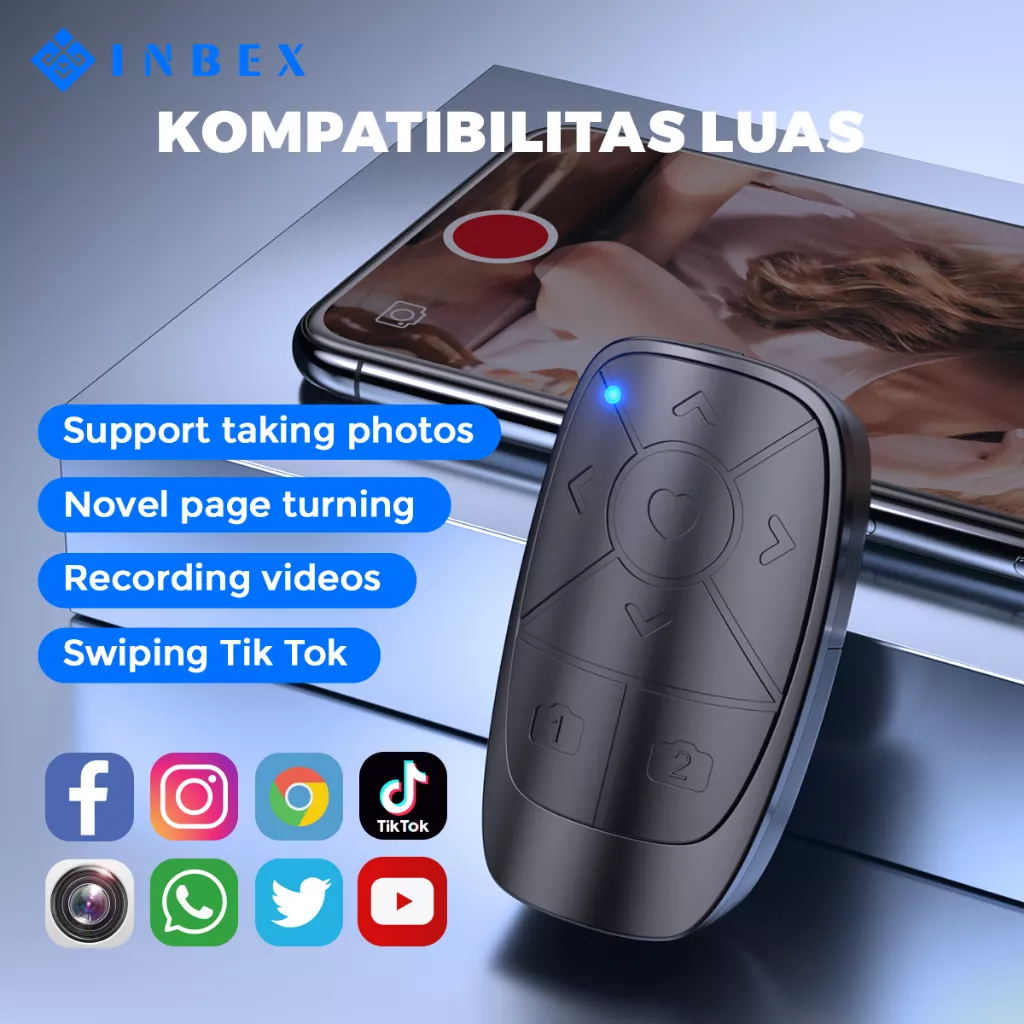 INBEX Multifungsi Bluetooth Remote Control Selfie Camera Smartphone Remote Shutter Wireless Jarak Ja