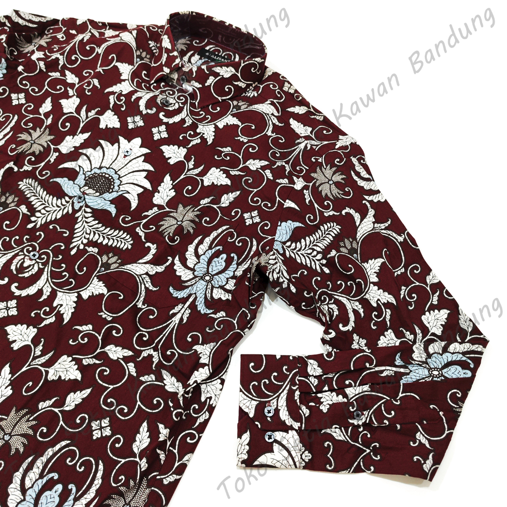 Kemeja ALISAN Corak Batik Print SLIM Fit Lengan Panjang ( Size 16 ) - MERAH