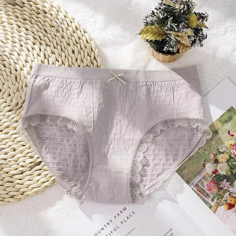 Celana Dalam Wanita Motif Crinkle Renda Undies Korean Fashion / CD Cewek lace Briefs Elastis Women Import Bahan Nyaman / Katun CD Seamless Pakaian Dalam Wanita