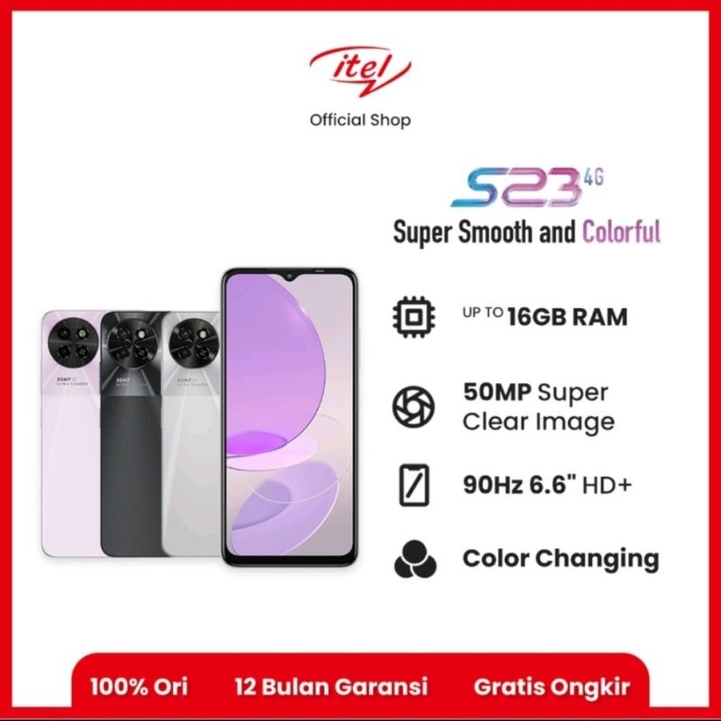 HP itel S23 RAM 16GB (8GB+8GB) Murah dan berkualitas. Garansi Resmi