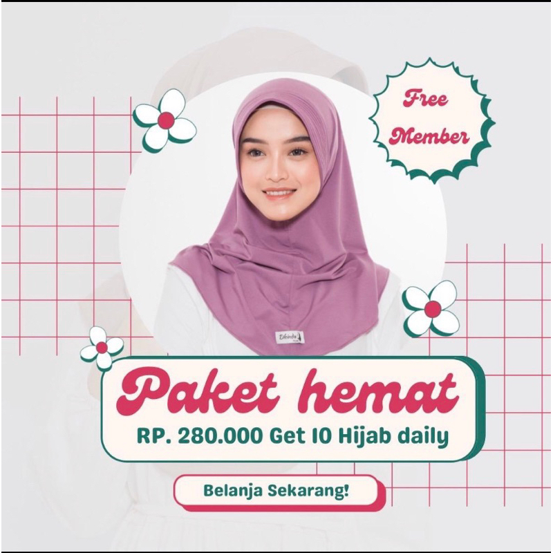 Paket Usaha Combo 10 Pcs Daily Hijab Instan Size M