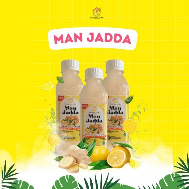 

Man Jadda minuman untuk semua kalangan dengan bahan lemon, jahe dan madu yang manfaatnya menghangatkan tubuh dengan kesegaran jahe